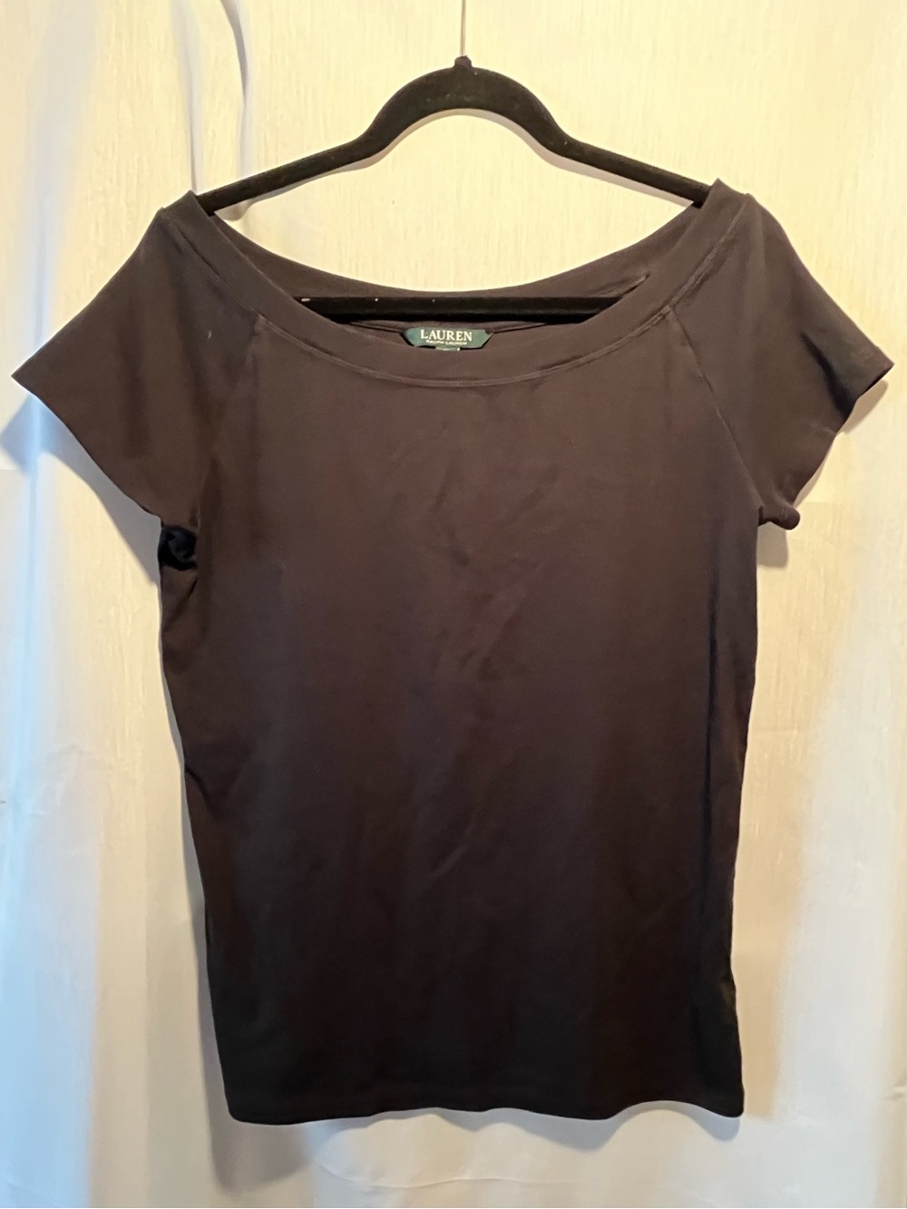 Lauren Ralph Lauren Black Short Sleeve Boat Neck Tee